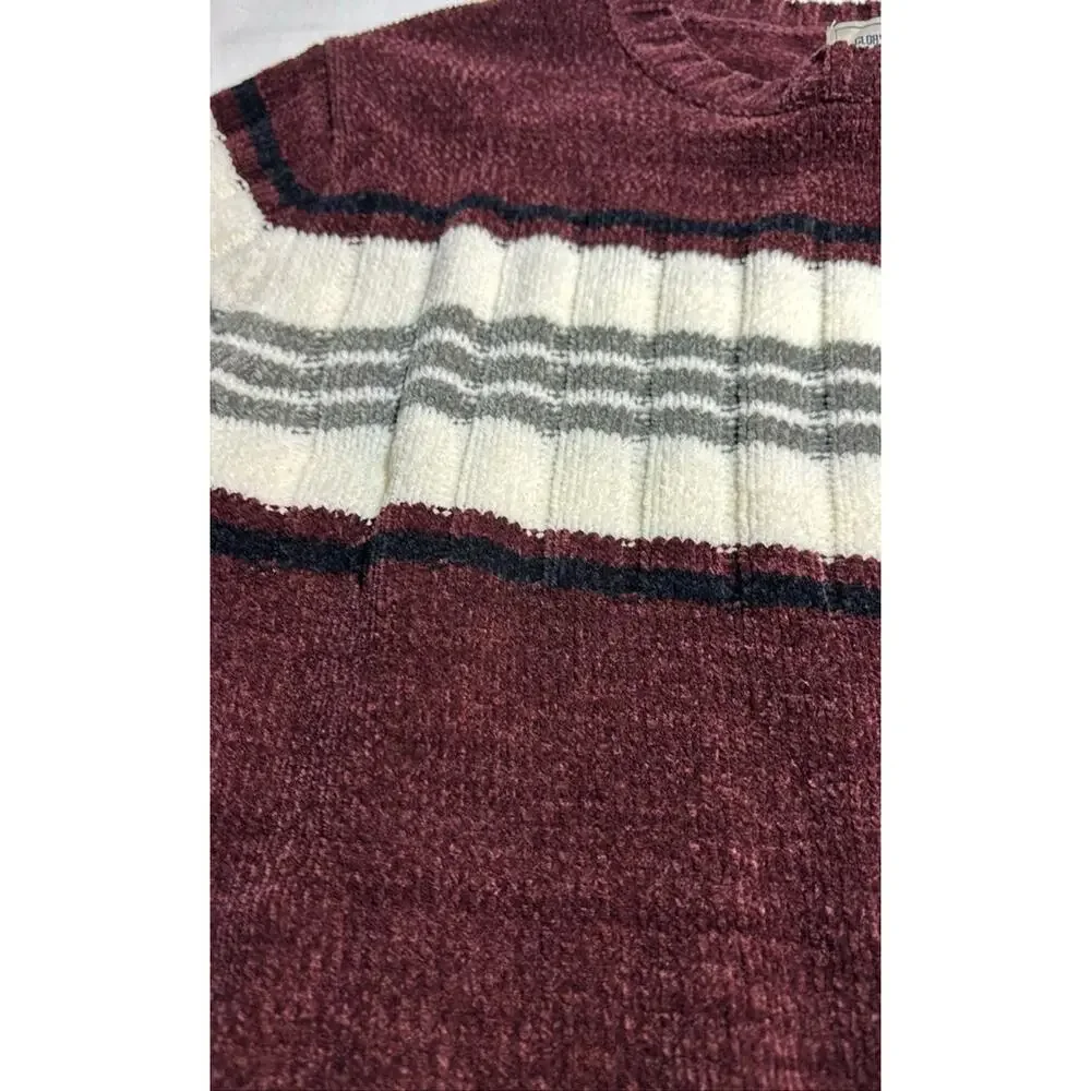 Glory Rd. 64 Maroon Striped Acrylic Sweater Boys Sz Large